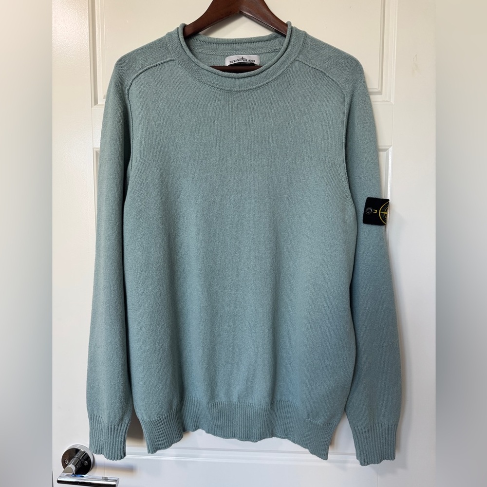 Stone Island Compass Badge Knit Sweater, Sky Blue, size XXL